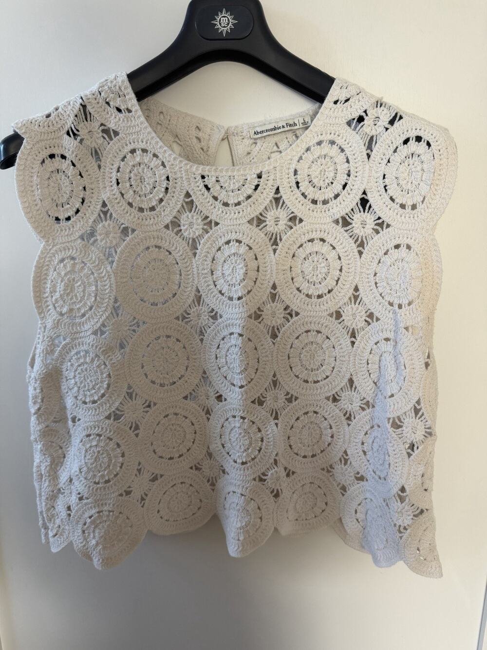 Abercrombie & Fitch Crochet Medallion Lace Top Women’s L Ivory Boho Y2K